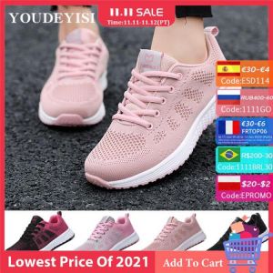 Women Shoes Flats Fashion Casual Sneaker Walking Woman Comfort Lace-Up Mesh Breathable Female Sneakers Zapatillas Mujer Feminino