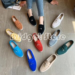 New Kidsuede Women Flat Shoes Lazy Slip-on Metal Loafers Lady Casual Walk Shoes Woman Single Shoes  Real Leather BR030