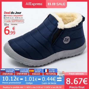 Women Boots Ultralight Winter Shoes Women Ankle Botas Mujer Waterpoor Snow Boots Female Slip On Flat Casual Shoes Plush Footwear
