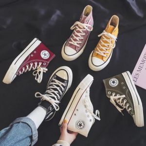 2021 Women High-top Canvas Sneakers Lovers Retro Casual Flat shoes Men Outdoor Leisure Footwear White Blue Unisex Espadrilles