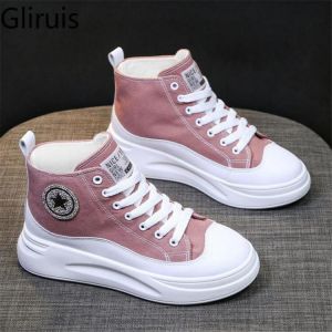 Woman High-top Canvas Shoes Brand Women Platform Sneakers 2021 Spring New Ankle Boots Sports Casual White Sports Shoes