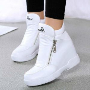 Akexiya Winter Fur Sneakers Platform Woman Autumn High Top Female Casual Shoes Wedge Side Zipper Fashion Warm Snow Sneakers