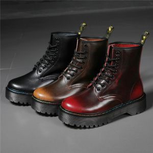 Women Boots Winter Warm Fur High Quality Genuine Leather Chunky Heel Ankle Shoes Waterproof Snow Boots Free Shipping Black Boots