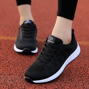 Women Shoes Summer Flats Casual Sneaker Walking Woman Comfort Lace-Up Mesh Breathable Female Sneakers Zapatillas Mujer Feminino