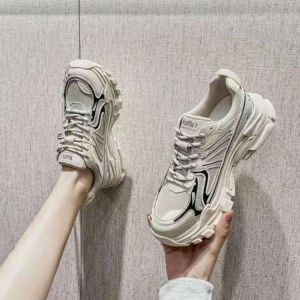 Daddy shoes female 2021 autumn new leather white shoes sports wind casual shoes all-match thick-soled running shoes