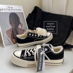 Winter Warm Women Canvas Platform Sneakers Fashion 2020 New Arrival Girls Shoes Sneakers Stylish Outdoor Women Casual Shoes