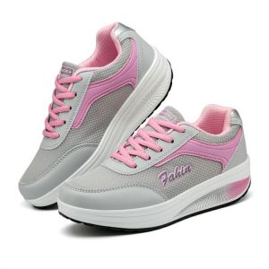 Women Vulcanized Shoes Platform Low-top Shake Shoes Mesh Heightening Casual Sneakers Light Concise Loafers Non-slip Soft Bottom