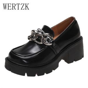 2021 Women Chain Shoes Chunky Loafers Spring Designer Platform Derby shoes Leather Round Toe Loafers Woman Slip-On Chic Shoes