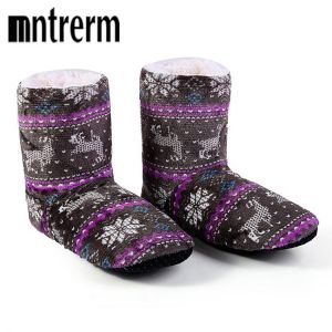 Mntrerm women's leopard indoor shoes home indoor shoes non-slip soft home floor shoes women winter indoor soft plush boots