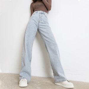 Woman Jeans 2021 New Fashion Straight Pants High Waist Casual Mom Baggy Jean Female Full Length Loose Denim Boyfriend Trouser