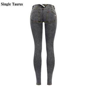 Low Waist Push Up Jeans Women Fashion High Street Snow Gray Wash Slim Elasticity Skinny Denim Pants Soft Cotton Vaqueros Mujer