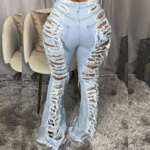 Echoine Casual Loose Blue Jeans Hollow Out Wide Leg Denim Pants Women High Waist Streetwear Harajuku straight  Trousers 2021