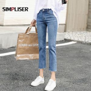 Ripped Jeans Women Ankle Length Capri Pants High Stretch Denim Blue Black Grey Trousers Femme Pantalon Big Sizes 32 Mom Jeans