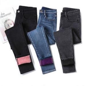 Winter Jeans Women Gold Fleeces Inside Thickening Denim Pants High Waist Warm Velvet Trousers Jeans Woman Pants Plus Size 38 40
