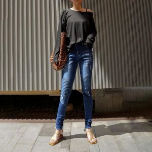 Streetwear Women's Jeans 2021 Autumn Fashion Stretchy Skinny Denim trousers High Waist Pants Leisure Pencil Jean Pant For Fem