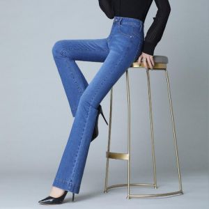 Flared Jeans for Women 2021 Stretch Denim Classic Pants Elegant Fashion Flare Jeans Spring Autumn Jean Trousers Ladies Black New
