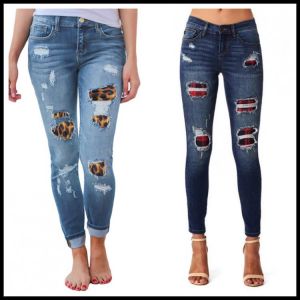 Hot sale women's ripped leopard print jeans Fashion stretch Skinny denim pencil pants Street casual hipster jeans S-2XL
