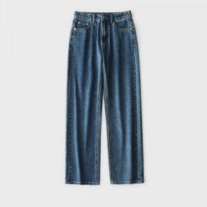 Women High Waist Jeans Female Fashion Straight Slight Wide Leg Denim Pants Full Length Classical Pants Easy to Match