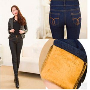 Oversized 2021 Winter Jeans Women Fleeces Inside Thickening Denim Pants High Waist Warm Trousers Female Snow Jeans Pants P8018