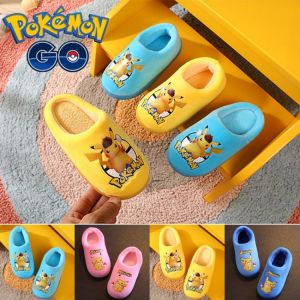 Pokemon Pikachu Plush Slippers Indoor Warm Winter Child Shoes Fashion Cute Cartoon for Kids Girls Christmas Gift Shipping Free