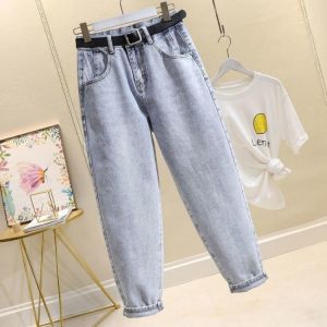 2021 autumn new jeans women's plus size Korean version of loose and thin high-waist straight-leg pants fashion ins hot sale C