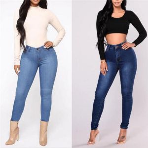 Autumn Women Jeans Casual Mid Waist Push Up Stretch Thin Washable Zipper Skinny Female Pencil Pants 2021 New Fashion Street