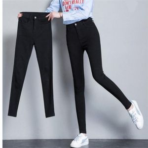 2019 Women jeans Plus Size High Stretch Button Black Skinny Jeans For Women Denim Trousers Warm Pants
