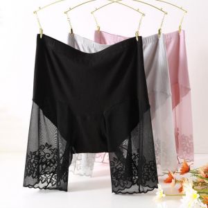 Plus Size Shorts Under Skirt Sexy Lace Anti Chafing Thigh Safety Shorts Ladies Pants Underwear Large Size Safety Pants Women