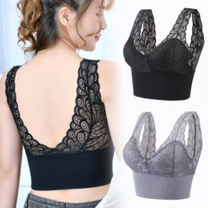 Lace Bras For Women Floral Sexy Bralette Push Up Wireless Bra Without Underwire Backless Top Sleeping Brassiere Padded Lingerie
