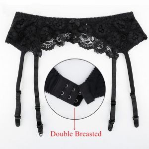 Women's Sexy Lingerie Plus Size Lace Garter Suspenders Transparent Underwear Adjustable Double Breasted Waist Belt For Stocki
