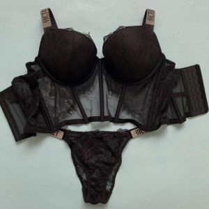 2 Piece Bikinis Set Letter Bras Rhinestone Underwear Women Sets Pink Brand Push Up Sexy Plus Size Bra Comfort Panty Lingerie Set