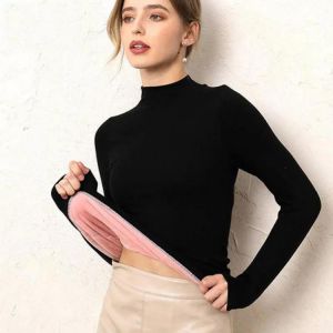 Thermal Underwear Top For Women Solid Warm Long Intimates Plus Size Turtleneck Winter Warm Women Long Sleeve Basic TShirt