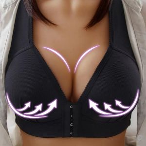 1PC Front Closure Lace Bras For Women Comfy Cotton Sexy Push Up Bra Full Cup Padded Underwire Support Brassiere Lingerie 2021