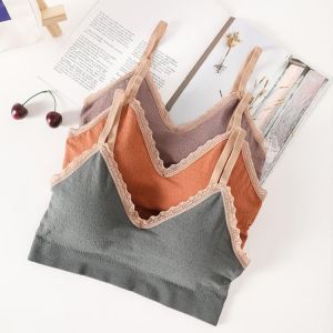 Lace Bras For Women Tube Top Female Crop Top Seamless Bandeau Brassiere Underwear Sexy Lingerie Bralette Top Removable Pads