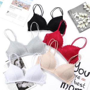 Wirefree Bra Women Push Up Sexy Underwear Thin Breathable Girls Bras Hollow Out Lace Brassiere