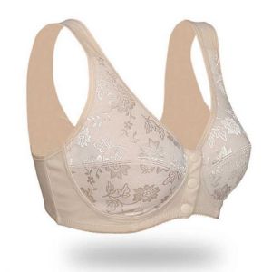 Women Front Button Bra without padding Plus Size bras Mother's Cotton Wireless Underwear Large Bralette 5121c