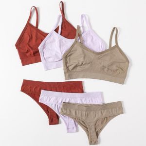 Women Bra Set Lingerie Bralette Sexy G-String Low Waist Panties Comfort Brassiere Tops Female Seamless Underwear Sets Intimates