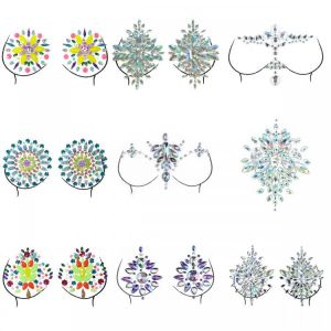 Nipple Cover Crystal Bra Stickers Adhesive Diamond Beads Breast Pasties Shiny Tattoo Sticker Bra Accessories Bra Pad Stickers
