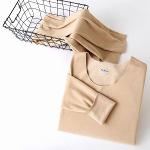 Women Thermal Underwear Warm Seamless Tops Buttoms Sexy Winter Set
