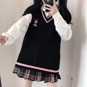 Japanese Harajuku Graphic Anime Cute Tank Tops Women Pastel Goth Tee Y2k Kawaii Aesthetic Emo Alternative Clothes Korean Fashion