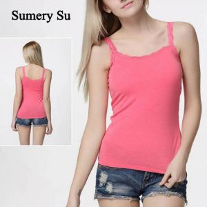 all in one place בגדי נשים Tank Tops Women Sexy Lace Soft Cotton Solid Sleeveless Vest Hot Camisole Slim Vest Top Cropped Charming Ladies Girls New 2021