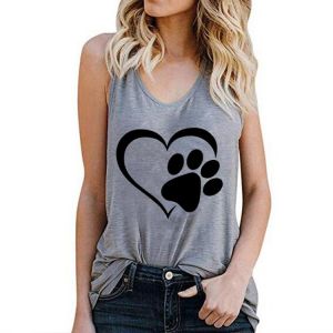 Women Vest Tank Tops CamisoleFashion Dog Paw Print Couple T-Shirts Streetwear Harajuku Casual Sleeveless Large Size 2019 Summer