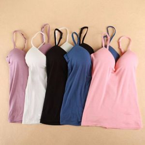 Adjustable Strap Built In Bra Padded Bra Modal Tank Top Camisole Cami