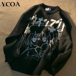 Women's Sweater Oversize Y2k Tops Long Sleeve Jumper Autumn Anime Pullover Goth Streetwear Knitted Coat Vintage Korean Clothi