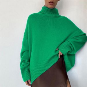 Cashmere Knitted Women's Turtleneck Sweater Oversize Long Batwing Sleeve Loose Ladies Pullover 2021 Winter Warm Female Sweate