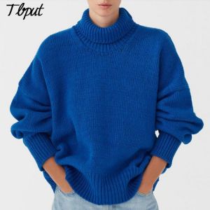 Women Turtleneck Thread Knitted Sweater Female Casual Long Sleeve Pullover 2021 Autumn Winter Lady Oversized Sweater Jumper