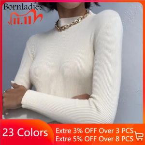 Bornladies Autumn Winter Basic Turtleneck Knitting Bottoming Warm Sweaters 2021 Women's Pullovers Solid Minimalist Cheap Tops
