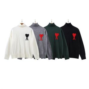 Casual Sweaters Men Women Love Ami Sweater Pullover Stand Collar Mens Thickening Winter Man Clothing Hoody Embroidery
