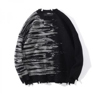 Winter Fashion Patchwork Gradient Knitted Oversized Long Sleeve Sweaters Goth Tops Gothic Clothes Women Clothing Streetwear