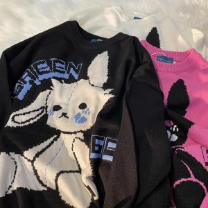 Women Sweaters Streetwear Knitted Pullover Kawaii Jacquard Fashion Hip Hop Spring Autumn Y2k Harajuku Oversized Outwear Jumper